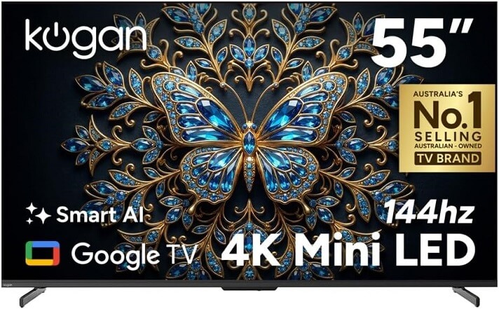 Kogan 55 Inch Mini-LED QLED 4K 144Hz Smart AI Google TV